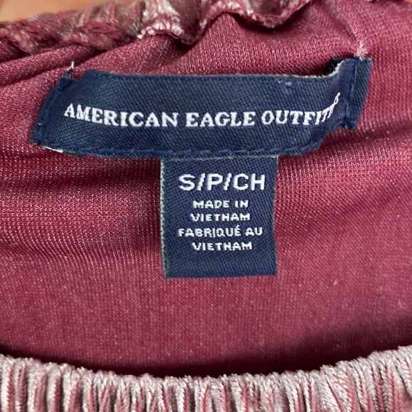 American Eagle Pink Crushed Velvet Off The Shoulder Peasant Top Size Small Fairy - Picture 4 of 13